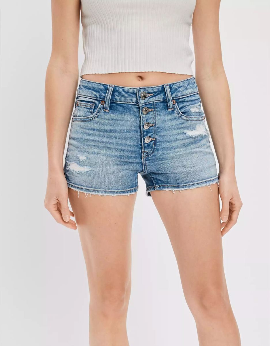 Shorts American Eagle AE Ne(x)t Level High-Waisted Denim Lavage Clair Femme | BSP-06390234